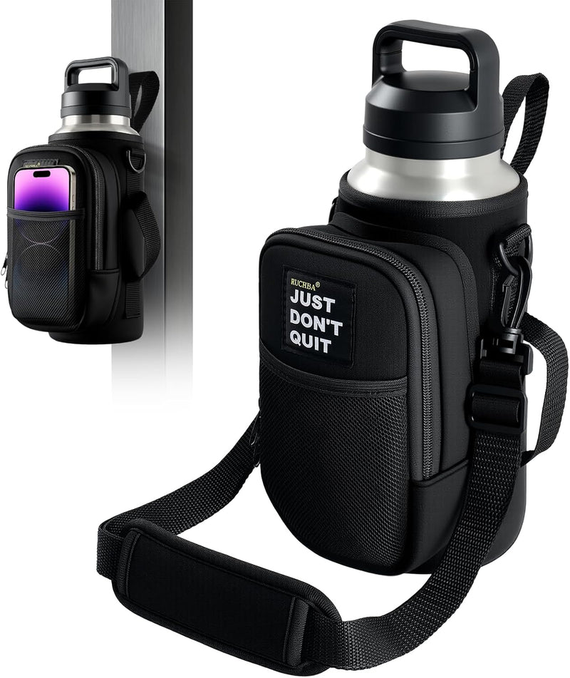 Magnetic Water Bottle Holder for Steel Gym Equipment, Hands-Free Bottle & Phone Carry for Training Sessions, Fits 24–40 Oz Bottles, Neoprene Crossbody Carrier Bag